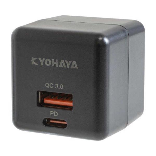 京ハヤ　PD20W キューブ型充電器 2ポート　JKPD20S2BK