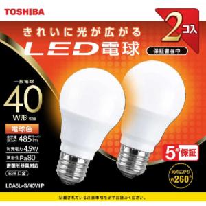 東芝　TOSHIBA　LED電球 [電球色]　LDA5L-G/40V1P｜y-kojima