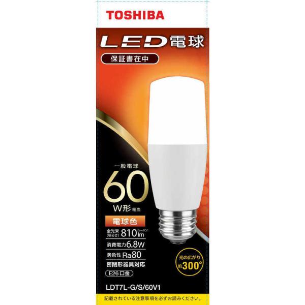 東芝　TOSHIBA　LED電球(T形)60W形相当 電球色 口金E26　LDT7L-G/S/60V...