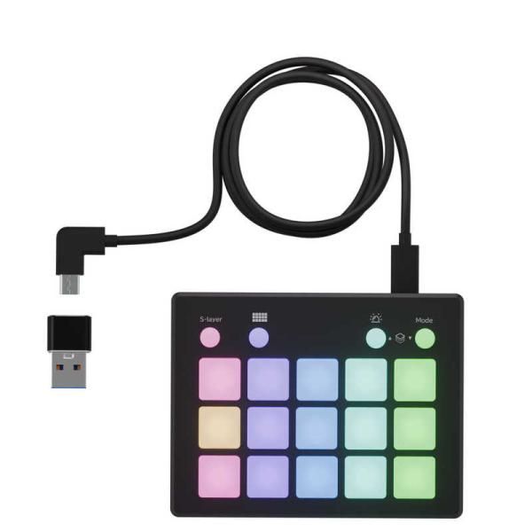 AREA　ショートカットキーボード センサー式 15ボタン USB-C＋USB-A接続 (Windo...