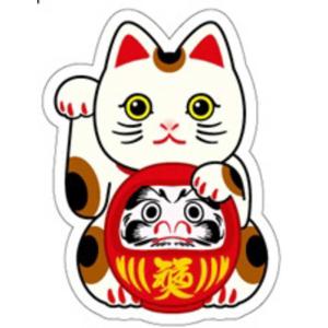 ギャラデザインファクトリー　ギャラデザイン ダイカットシール 招キ猫ダルマ 白　ST027の商品画像