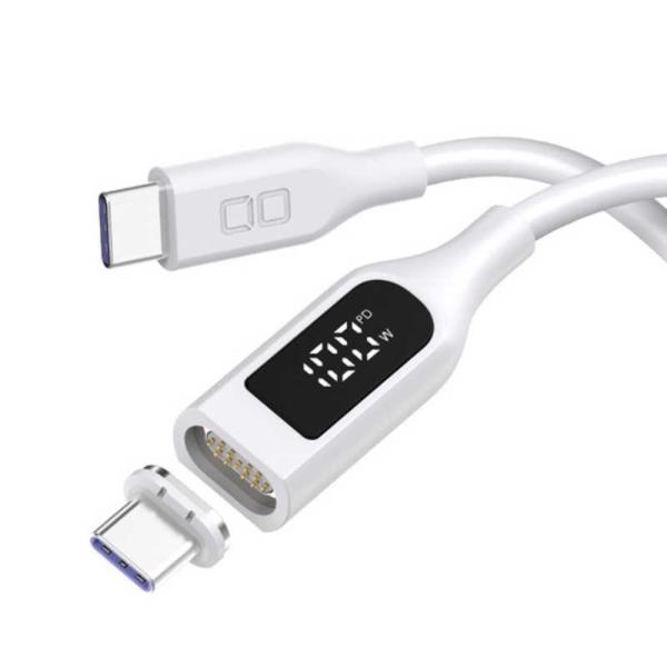 CIO　マグネットシリコンケーブル(液晶表示付き)2m ホワイト ［USB Power Delive...