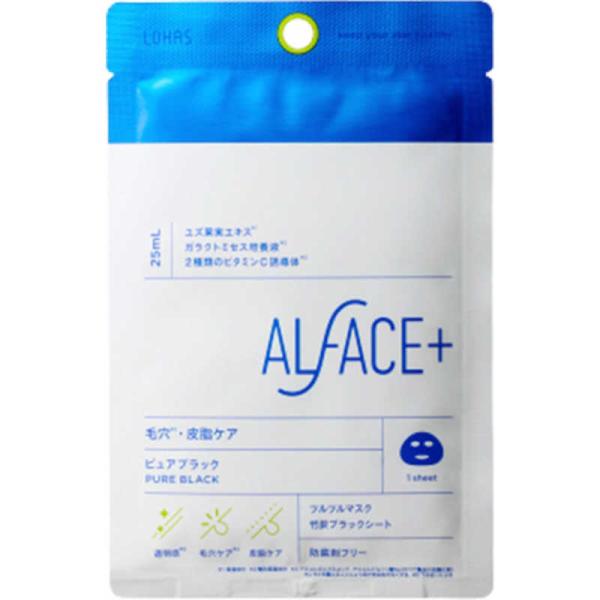 ロハス製薬　ALFACE＋（オルフェス）フェイスマスク 1枚 ピュアブラック　
