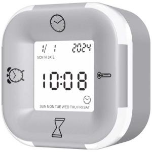 保土ヶ谷電子販売　目覚まし時計 デジタル 回転式 置き時計 グレー　AC-KTK-3GR