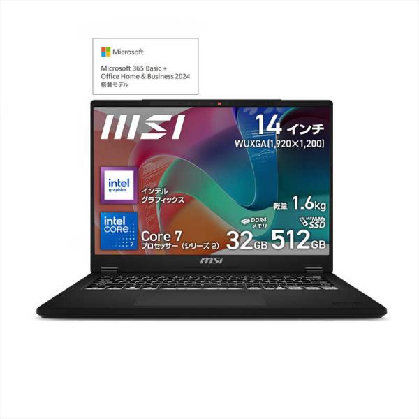 MSI　ノートパソコン [ 14型 / Win11 Home / Core 7 / メモリ32GB ...