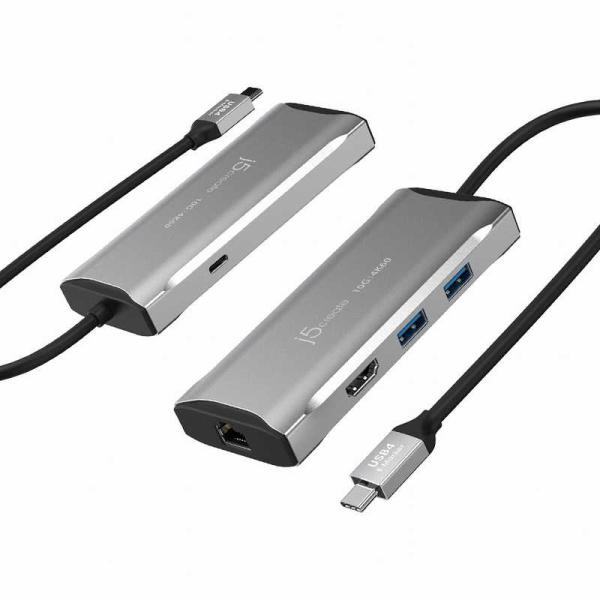 J5　［USB-C オス→メス HDMI /LAN /USB-Aｘ2 /USB-C］ USB PD対...