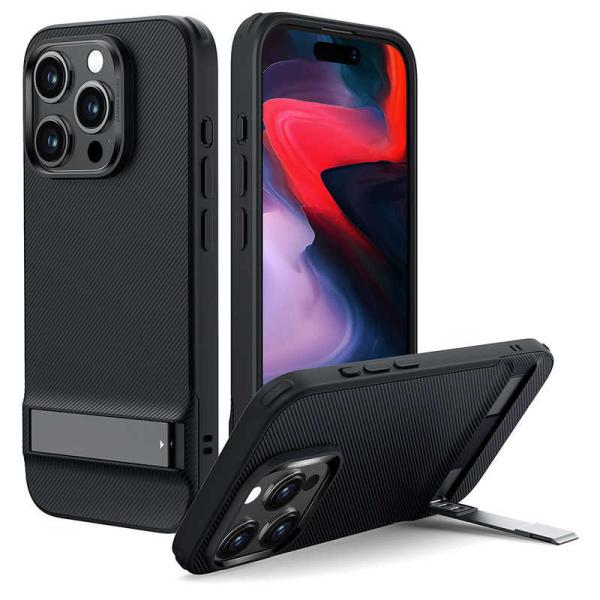 ESR　iPhone 15 Pro(6.1インチ)スタンド付ソフトケース Black　ESRBoos...