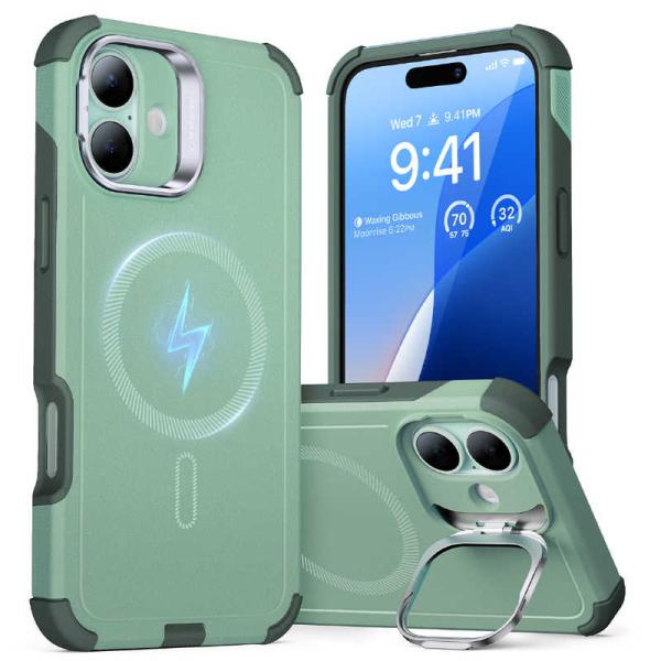 ESR　iPhone 16(6.1インチ) ミリタリーグレードスタンド付ハイブリッドケース Ligh...