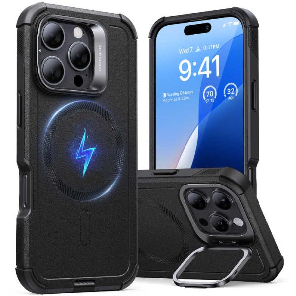 ESR　iPhone 16 Pro Max(6.9インチ) ミリタリーグレードスタンド付ハイブリッド...