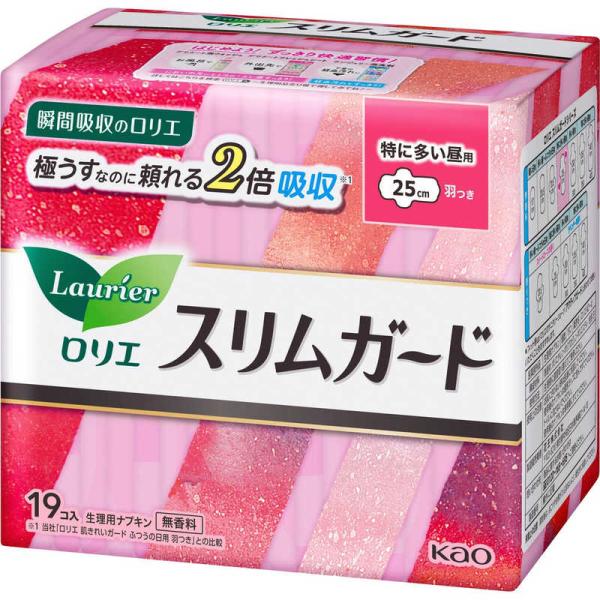 花王　Laurier(ロリエ) スリムガード 長時間しっかり昼用 羽つき 19コ入〔サニタリー用品(...