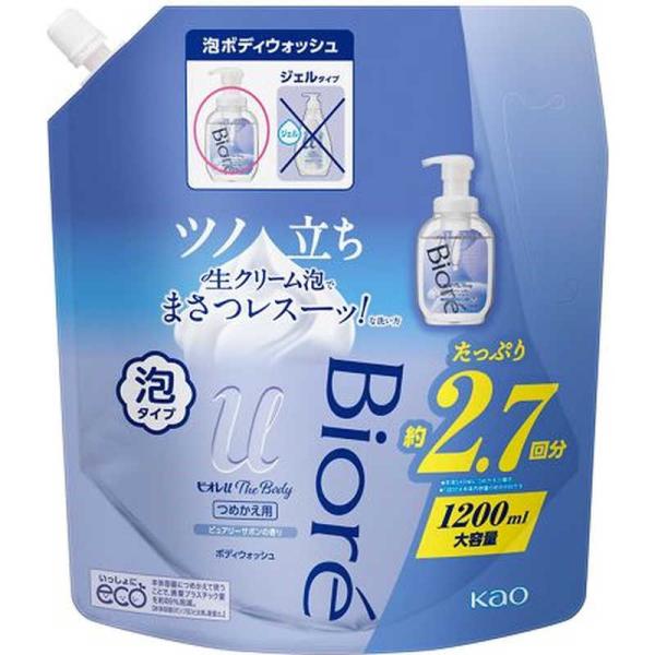 花王　Biore ビオレu ザ ボディ 泡タイプ つめかえ用 1200mL ピュアリーサボンの香り　