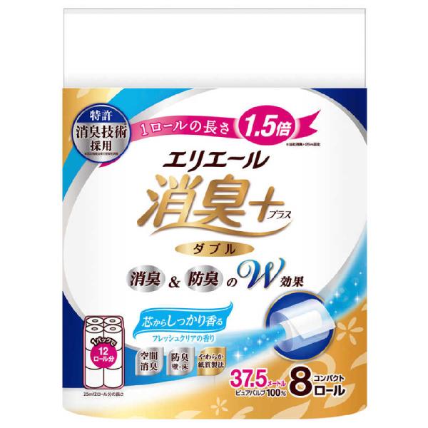 大王製紙　エリエール 消臭＋トイレットティシュー 芯からしっかり香る フレッシュクリアの香り コンパ...