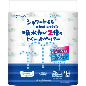 大王製紙　elleair(エリエール)シャワートイレのためにつくった吸水力が2倍のトイレットペーパー [18ロール/ダブル/25m]　