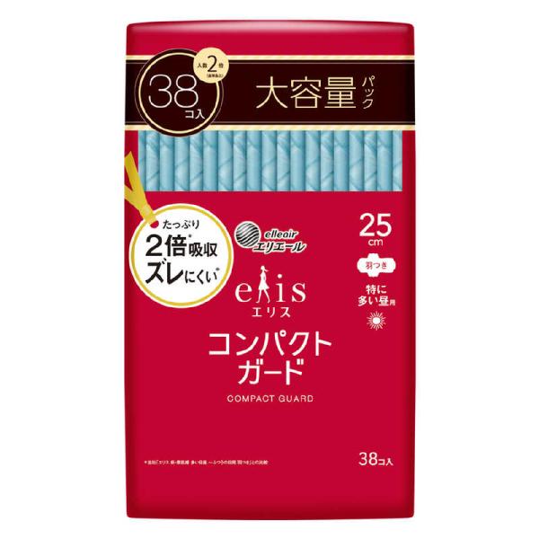 大王製紙　elis(エリス) コンパクトガード (特に多い昼用) 羽つき 25cm 38枚　