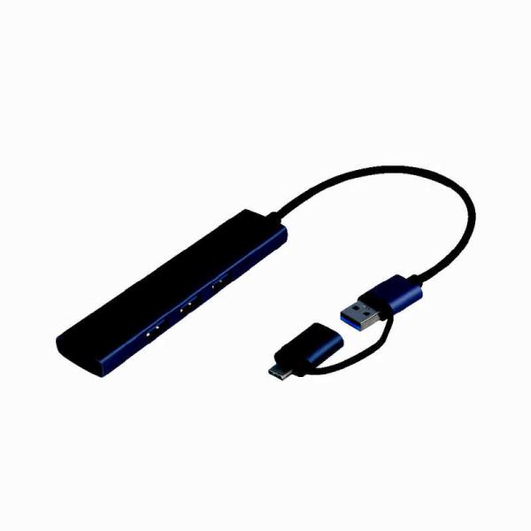 ナカバヤシ　LANアダプタ付き USB3.2Gen1 Type-C&amp;A 3ポートアルミハブ [バスパ...
