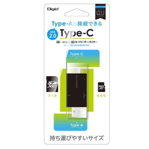 ナカバヤシ　カードリーダー SD USB2.0 TypeC＆A (USB2.0/スマホ タブレット対...