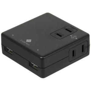 ナカバヤシ　タブレット／スマートフォン対応　ＡＣ　−　ＵＳＢ充電器＋コンセント　３．４Ａ　（２ポート）　TAP-U003BK