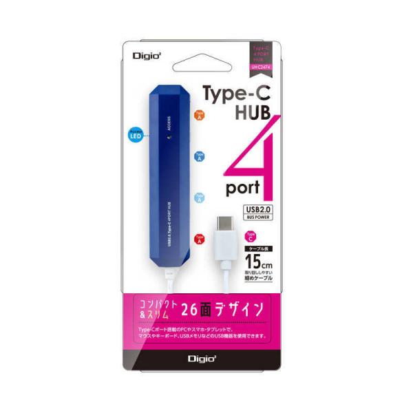 ナカバヤシ　USB2.0 Type-C 4ポートハブ　UH-C2474BL