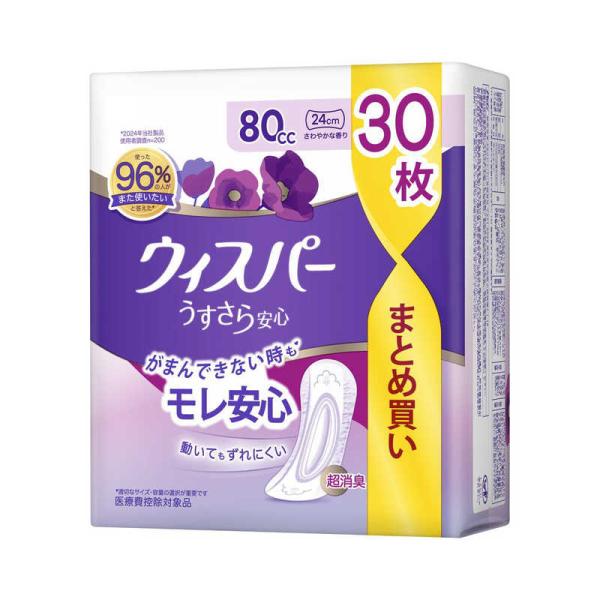 P＆G　ウィスパー うすさら安心 女性用 吸水ケア 安心の中量用 ナプキン型尿ケアパッド 大容量パッ...