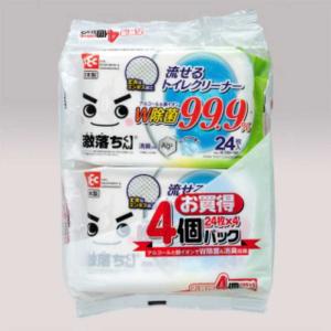 レック　激落くん 流せる除菌トイレクリーナー24枚 4個パック　
