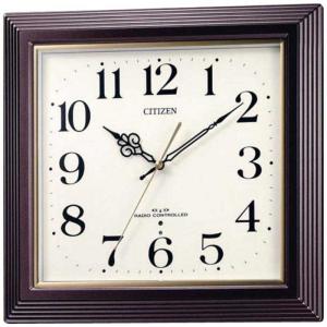 リズム(RHYTHM) シチズン 掛け時計 電波時計 連続秒針 ブラウン