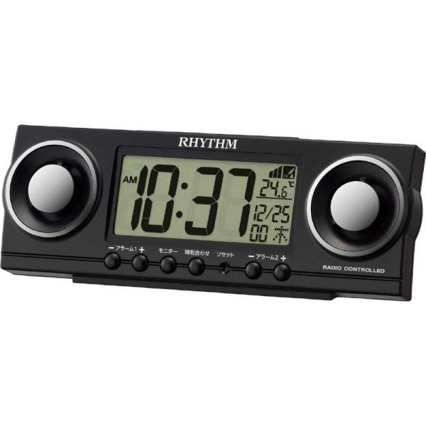 RHYTHM リズム　電波目覚まし時計 フィットバトラージューク (黒)　8RZ177SR02