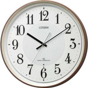 RHYTHM 掛け時計 広範囲受信 電波時計 サイレントステップ秒針 茶色