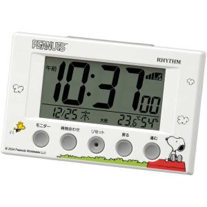 RHYTHM リズム　目覚まし時計 デジタル 電波自動受信機能有 R166 スヌーピー ホワイト　8RZ166MS03