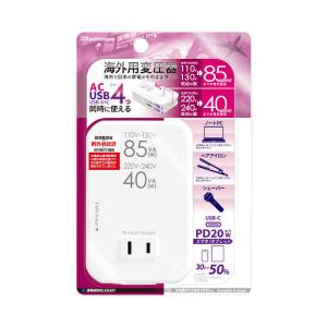 カシムラ 海外用薄型2口変圧器USB A+C P...の商品画像