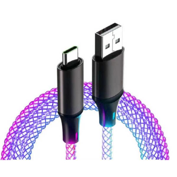 カシムラ　USB充電＆同期ケーブル 1.2m AC レインボーLED　AJ636