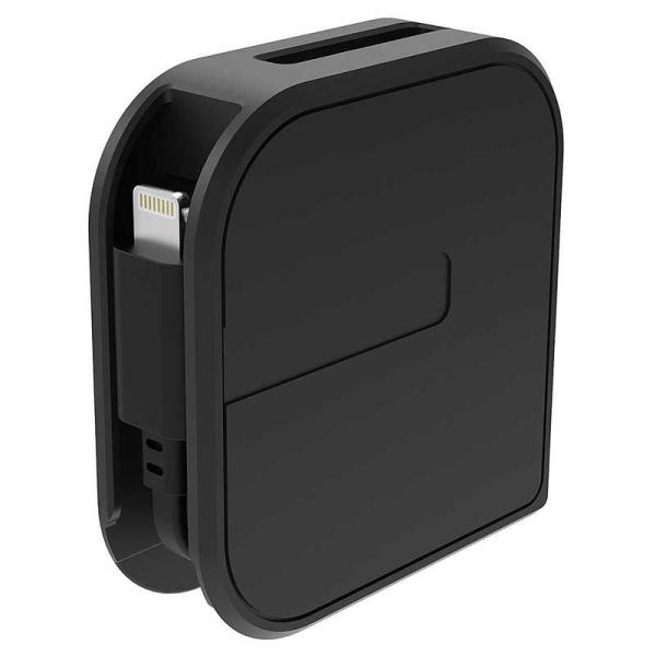 カシムラ　USB充電&amp;同期ケーブル 片引きリール 80cm LN BK　KL-126