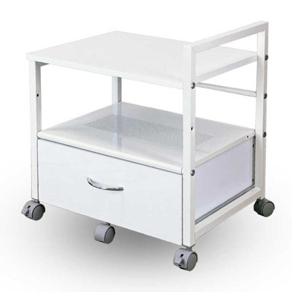 　引出し付き デスクの下に収納可能 プリンターワゴン デスクワゴン(W48.5×D37×H53cm)...