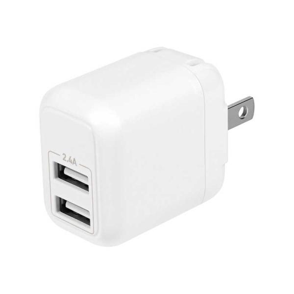 OWLTECH　USB Type-A×2 AC充電器 ［2ポート /Smart IC対応］ ホワイト...