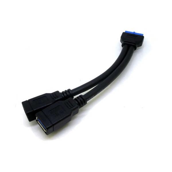 変換名人JAPAN　M/B上のUSB3.0ピンヘッダ端子 → USB3.0(A・メス×2) 変換ケー...