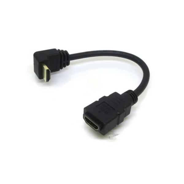変換名人JAPAN　HDMI延長ケーブル ［HDMI オス→メス HDMI］ 下L型 0.2m ブラ...
