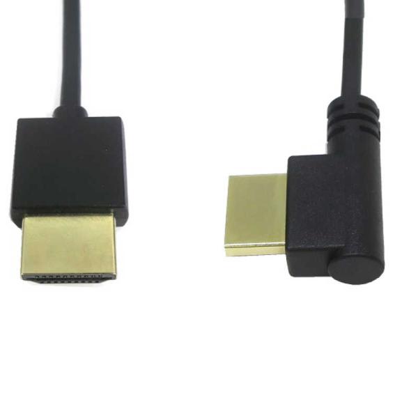 変換名人JAPAN　極細HDMIケーブル右L型 100cm ブラック ［1m /HDMI⇔HDMI ...