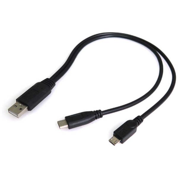 タイムリー　0.3m 2分岐[USB-C+micro USB ⇔ USB-A]2.0ケーブル 充電　...