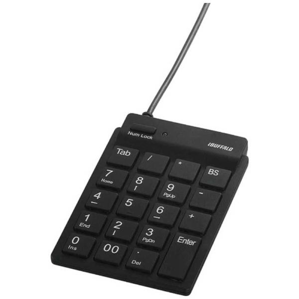 BUFFALO　有線テンキーパッド[USB・Win] USB2.0ハブ/Tabキー付き ブラック　B...