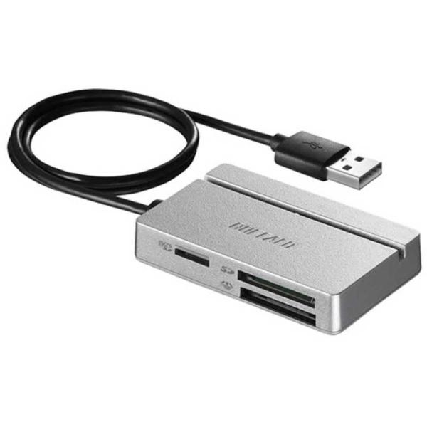 BUFFALO　USB2.0 マルチカードリーダーライター (シルバー)　BSCR100U2SV