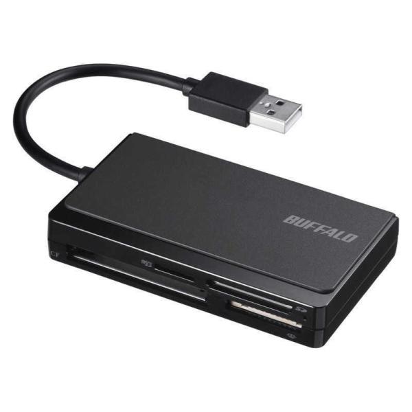 BUFFALO　USB2.0 マルチカードリーダー ケーブル収納モデル (ブラック)　BSCR308...