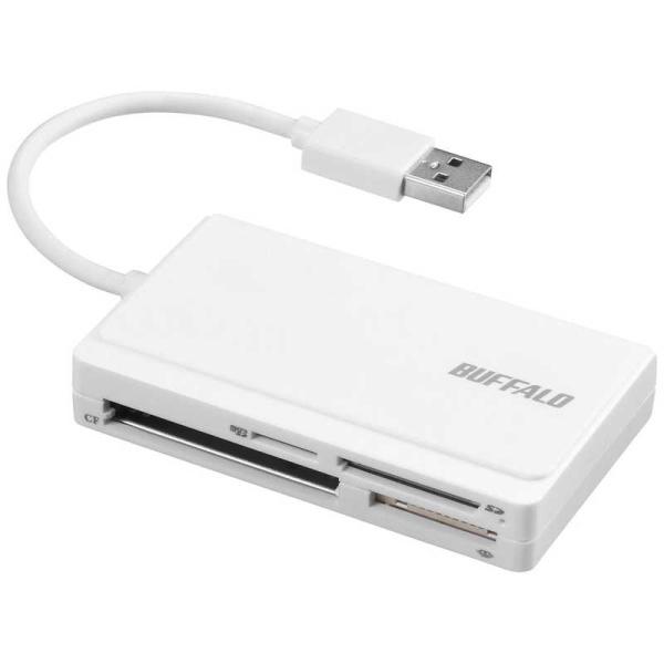 BUFFALO　USB2.0 マルチカードリーダー ケーブル収納モデル (ホワイト)　BSCR308...