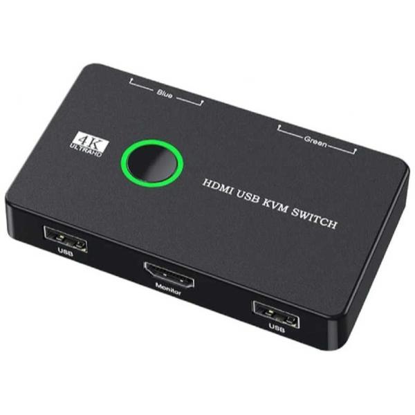 YOUZIPPER　4K/60Hz対応 HDMIパソコン切替器 コード付きオールインワンタイプ ［2...