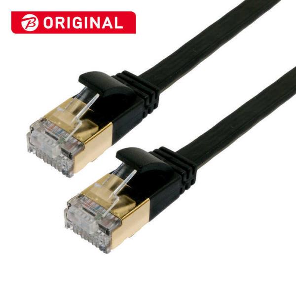 ナカバヤシ　フラットLANケーブル カテゴリー7 (黒・3m)　LB-F703BK 【ビックカメラグ...