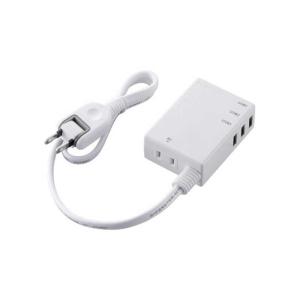 エレコム　ELECOM　USB充電ポート付モバイルタップ (2ピン式・1個口・USB3ポート・0.6m)　MOT-U06-2134WH ホワイト｜y-kojima