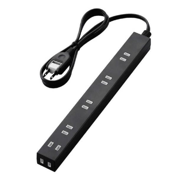 エレコム　ELECOM　ほこり防止シャッター付き雷ガード内蔵スリム電源タップ（幅広・２ピン式・６個口...