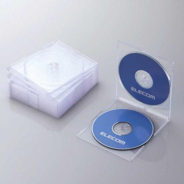 エレコム　ELECOM　CD/DVD/Blu-ray対応収納スリムケース (2枚収納×10セット・ク...