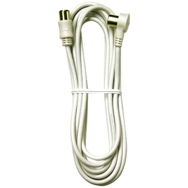 日本アンテナ　4K8K対応 テレビ用アンテナケーブル 5m ホワイト L型プラグ-ストレートプラグ　...