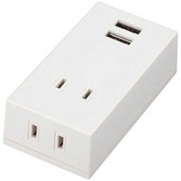 ヤザワ　USB充電ポート付きOAタップ 2AC+2USB2.1A(ホワイト)　Y02FS400WH2...