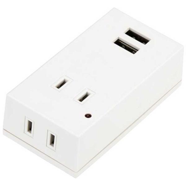 ヤザワ　雷ガード付フロントタップ型　2AC+2USB2.1A ホワイト Y02FSK400WH2U
