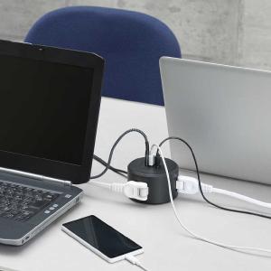 ヤザワ 丸型タップ4個口PD20W1.5m 黒...の詳細画像1